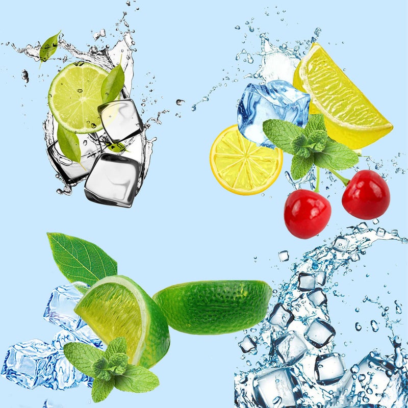 Yuronam 40 Pcs Fake Crushed Ice and Square Ice Rocks 10 Pcs Artificial Fruit Lemon Slices  4 Pcs Simulation Lemon Blocks and 10 Pcs Lifelike Cherries for Home Kitchen Decoration Photography Prop - Image 3
